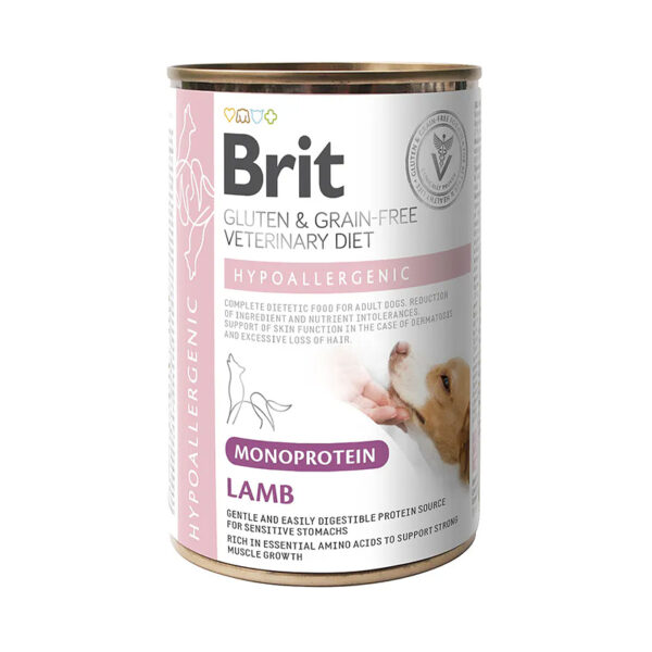 Brit Veterinary Diets Hypoallergenic Monoprotein Lamb konservas suņiem