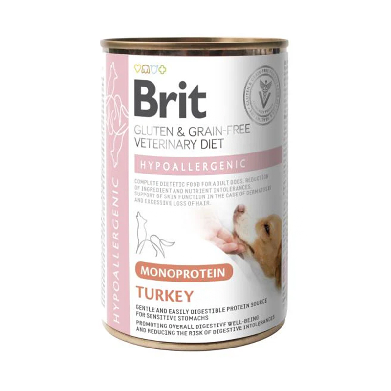 Brit Veterinary Diets Hypoallergenic Monoprotein Turkey konservai šunims