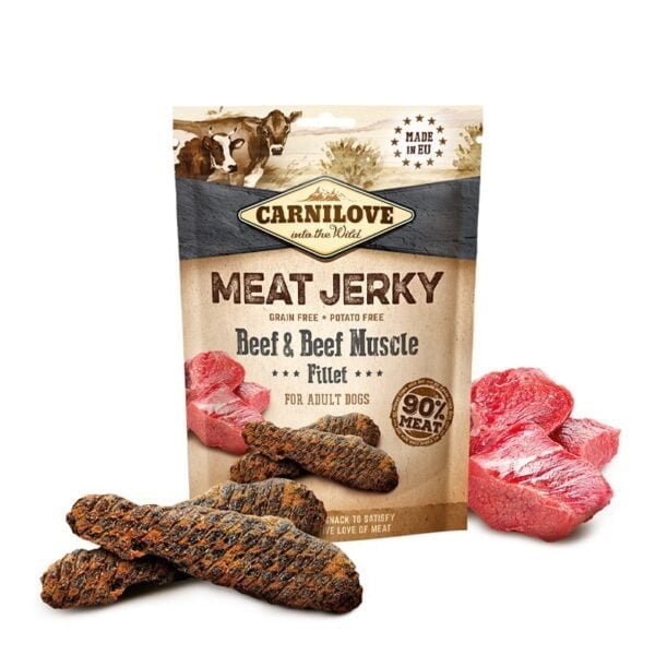 Carnilove Meat Jerky Beef & Beef Muscle Fillet maiuspalad koertele 100g