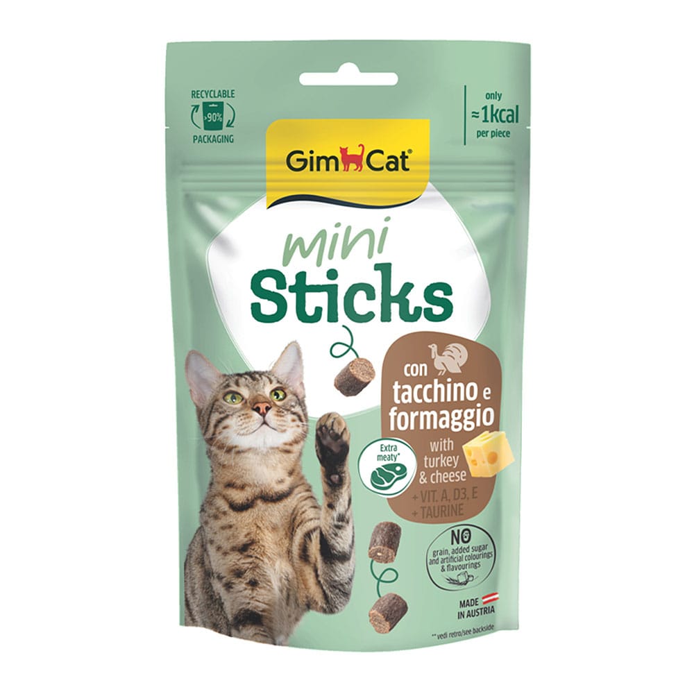GimCat Adult Mini Sticks Turkey & Cheese skanėstai katėms 50 g