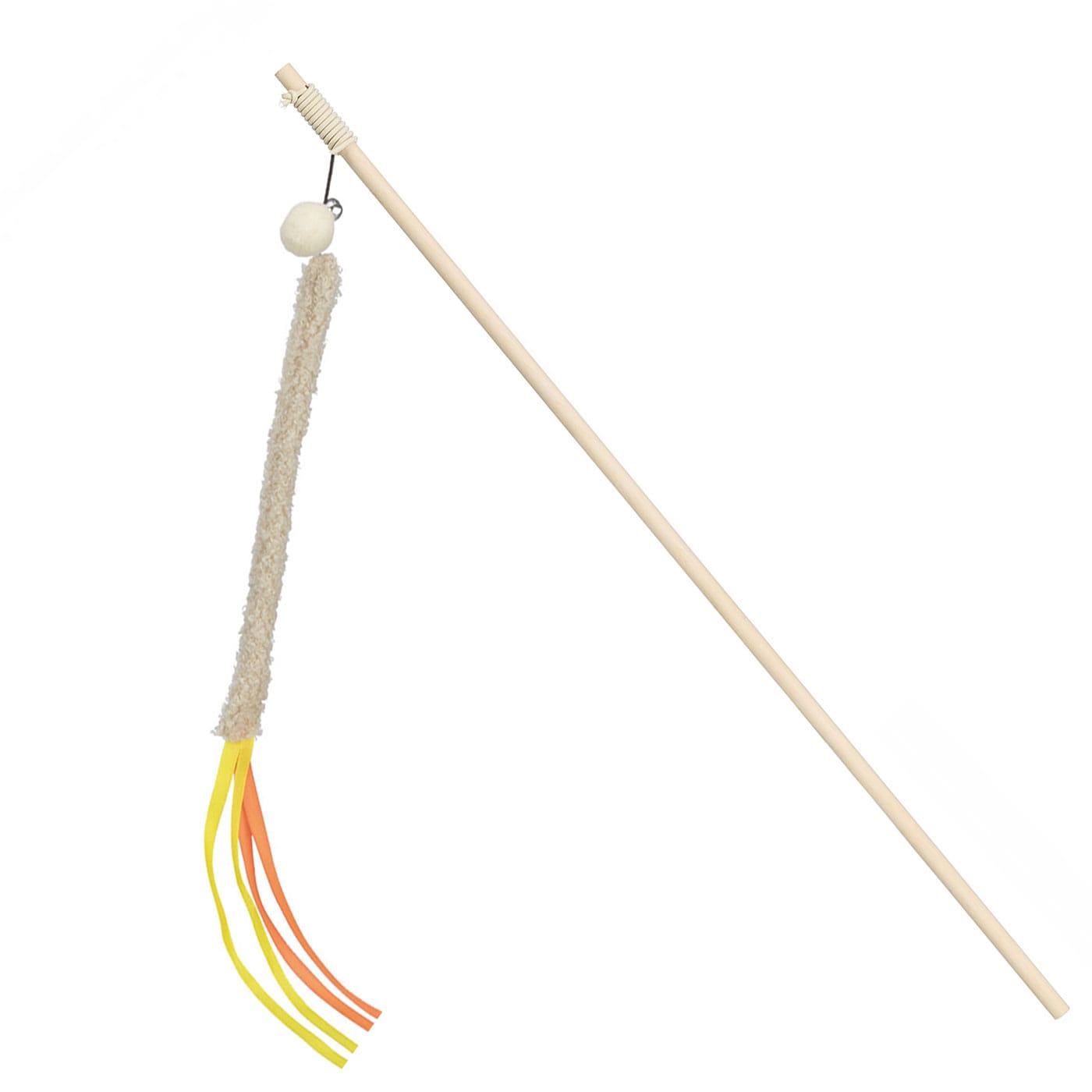 Trixie žaislas katėms ant medinio pagaliuko, su spalvotomis juostelėmis ir varpeliu