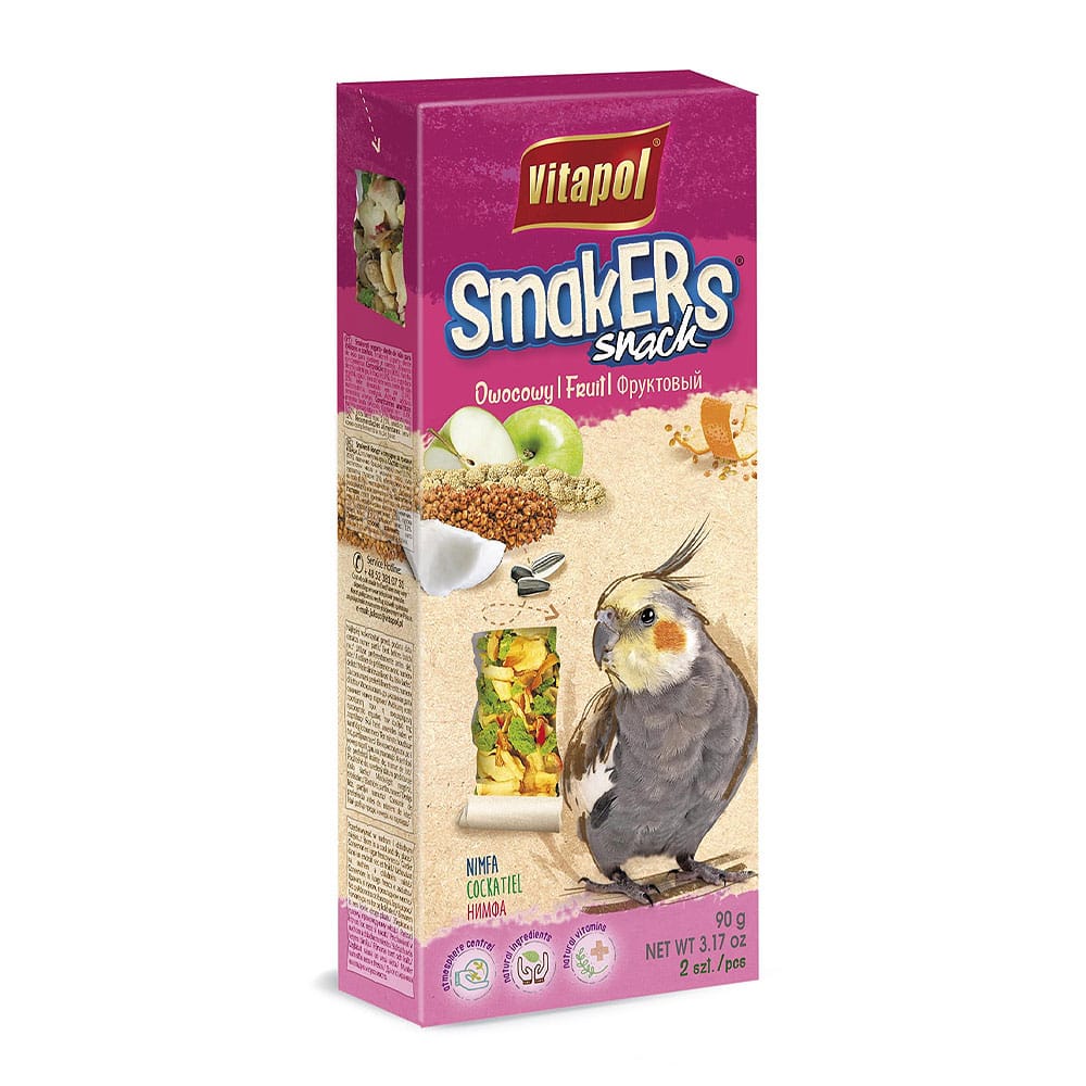 Vitapol Smakers skanėstai su vaisiais paukščiams, skirti nimfinėms papūgėlėms, 90 g