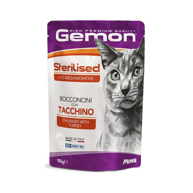 Gemon Adult Sterilized Turkey konservai katėms padaže 100 g