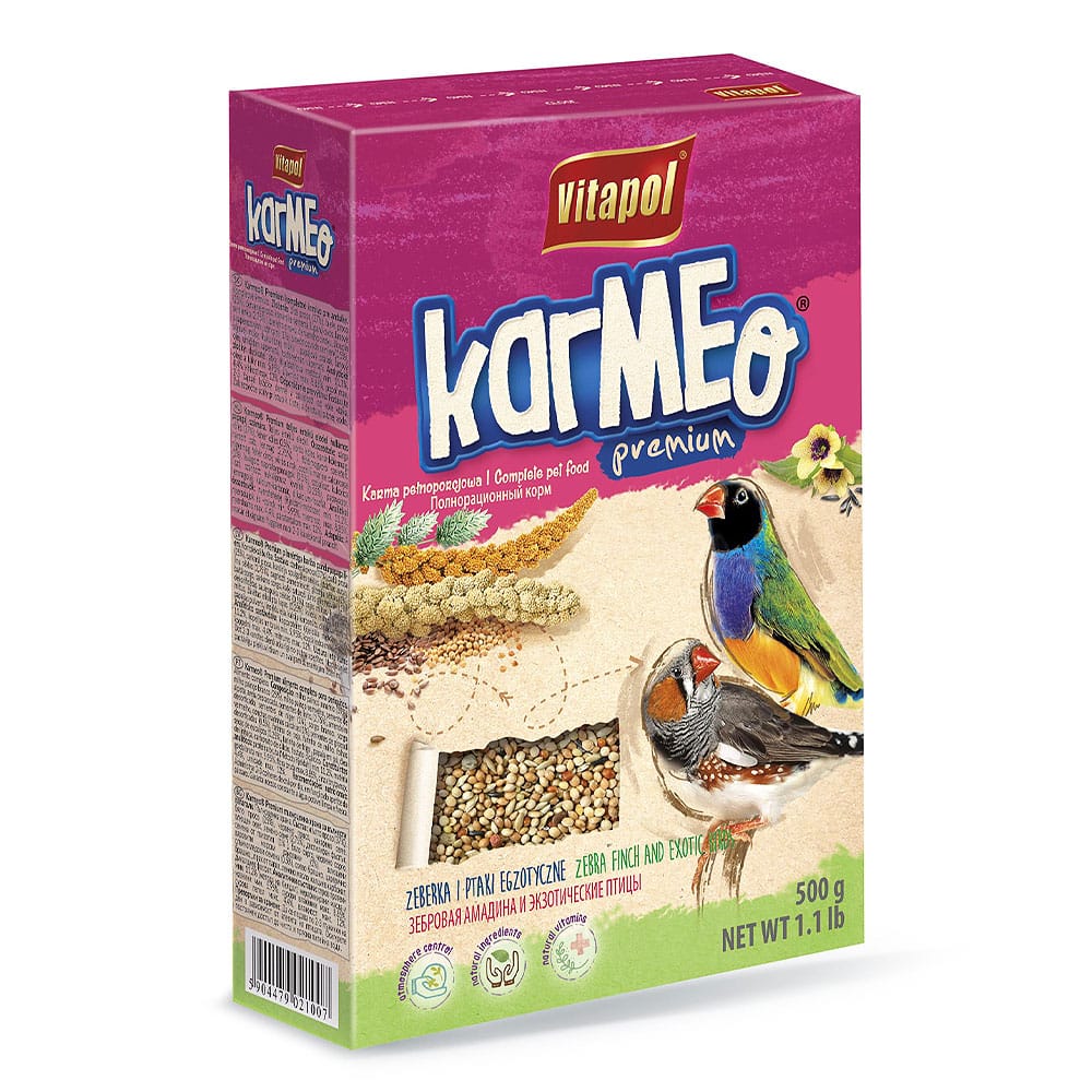 Vitapol Karmeo Premium lesalas, skirtas zebrinėms amadinoms ir egzotiniams paukščiams, 500 g
