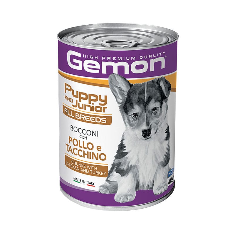 Gemon Puppy & Junior Chicken and Turkey konservai šuniukams padaže 415 g