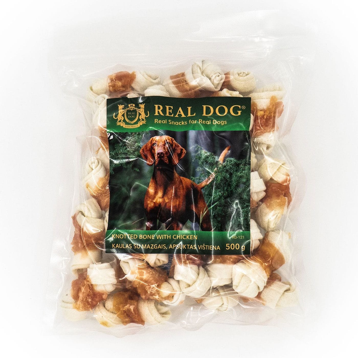 Real Dog skanėstai šunims, kaulas su mazgais apsuktas vištiena, 500 g