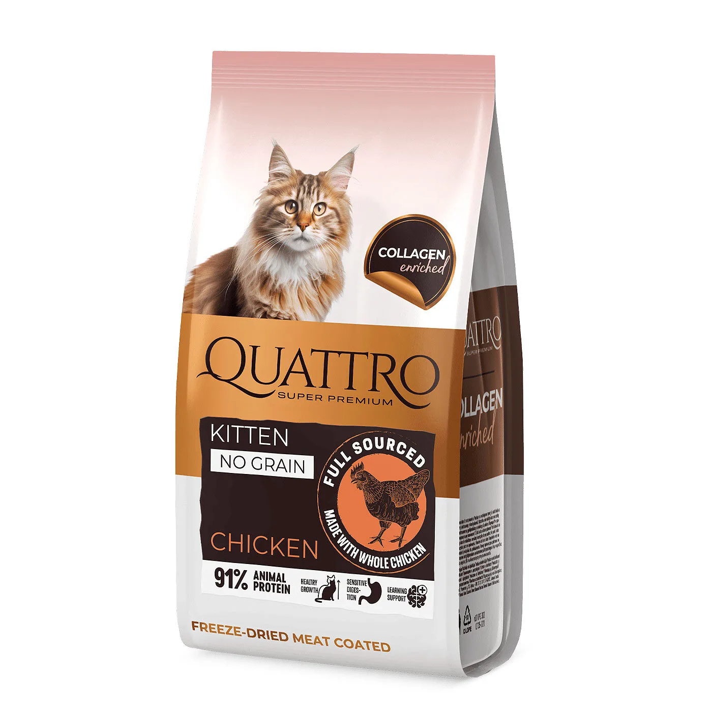 Quattro Kitten Chicken Collagen sausas maistas kačiukams, papildytas kolagenu