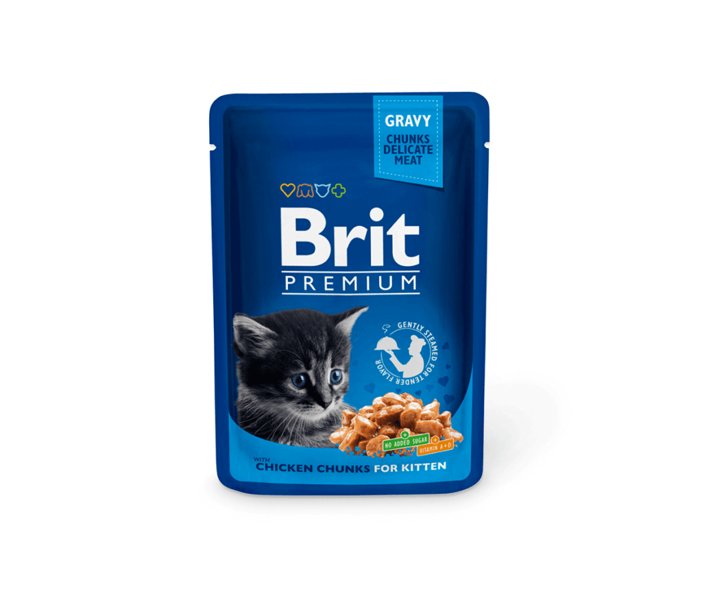 Brit Premium Chicken Chunks Kitten konservai kačiukams