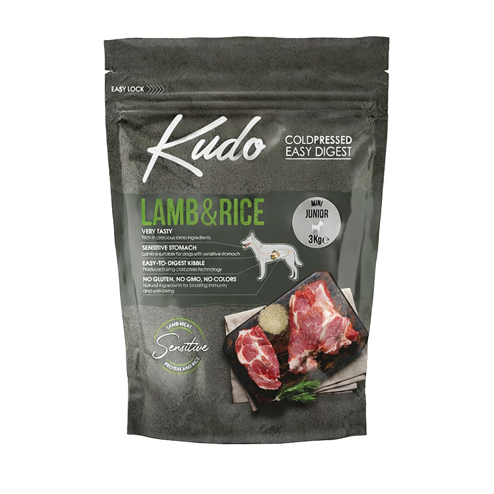 Kudo Mini Junior Lamb & Rice sausas maistas šuniukams 3 kg