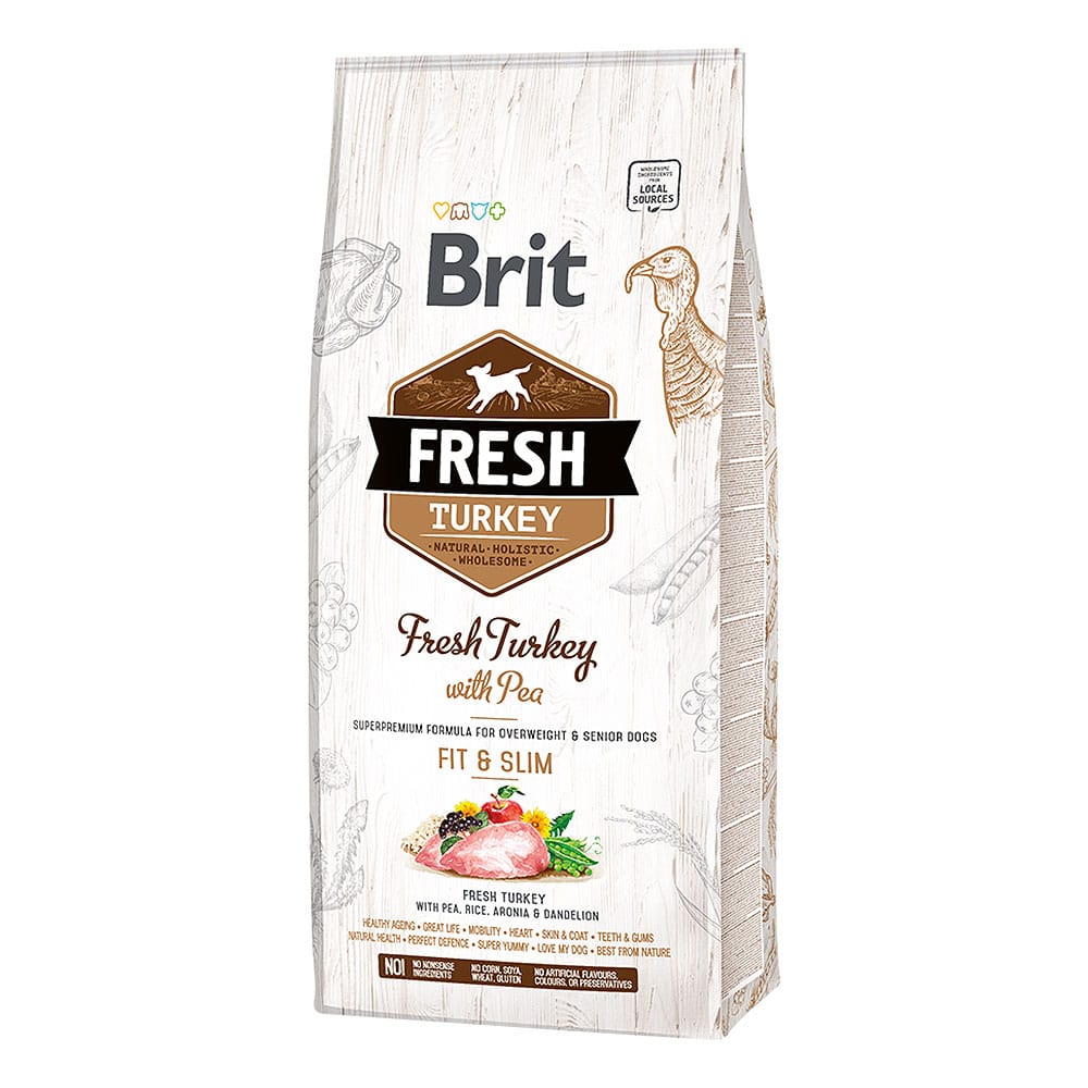 Brit Fresh Turkey with Pea Light Fit & Slim sausas maistas šunims