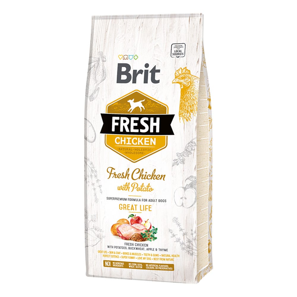 Brit Fresh Chicken with Potato sausā barība pieaugušajiem suņiem