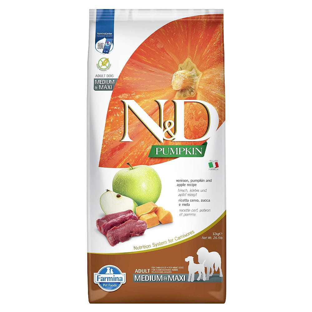 Farmina N&D Medium Maxi Adult Venison, Pumpkin & Apple sausas maistas šunims