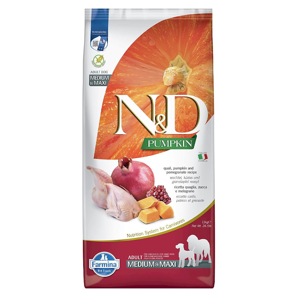 Farmina N&D Medium Maxi Adult Quail, Pumpkin & Pomegranate sausas maistas šunims