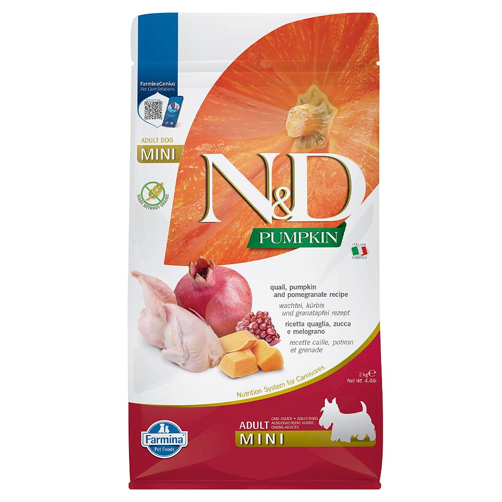 Farmina N&D Mini Adult Quail, Pumpkin & Pomegranate sausas maistas šunims