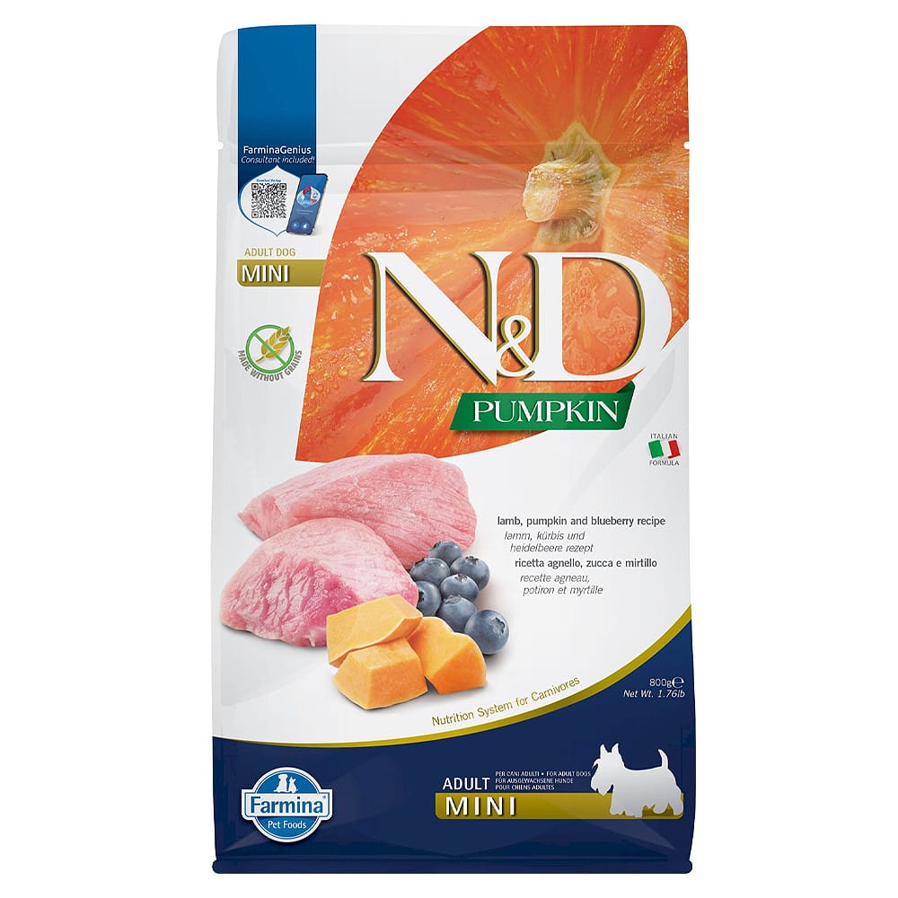 Farmina N&D Mini Adult Lamb, Pumpkin & Blueberry sausas maistas šunims