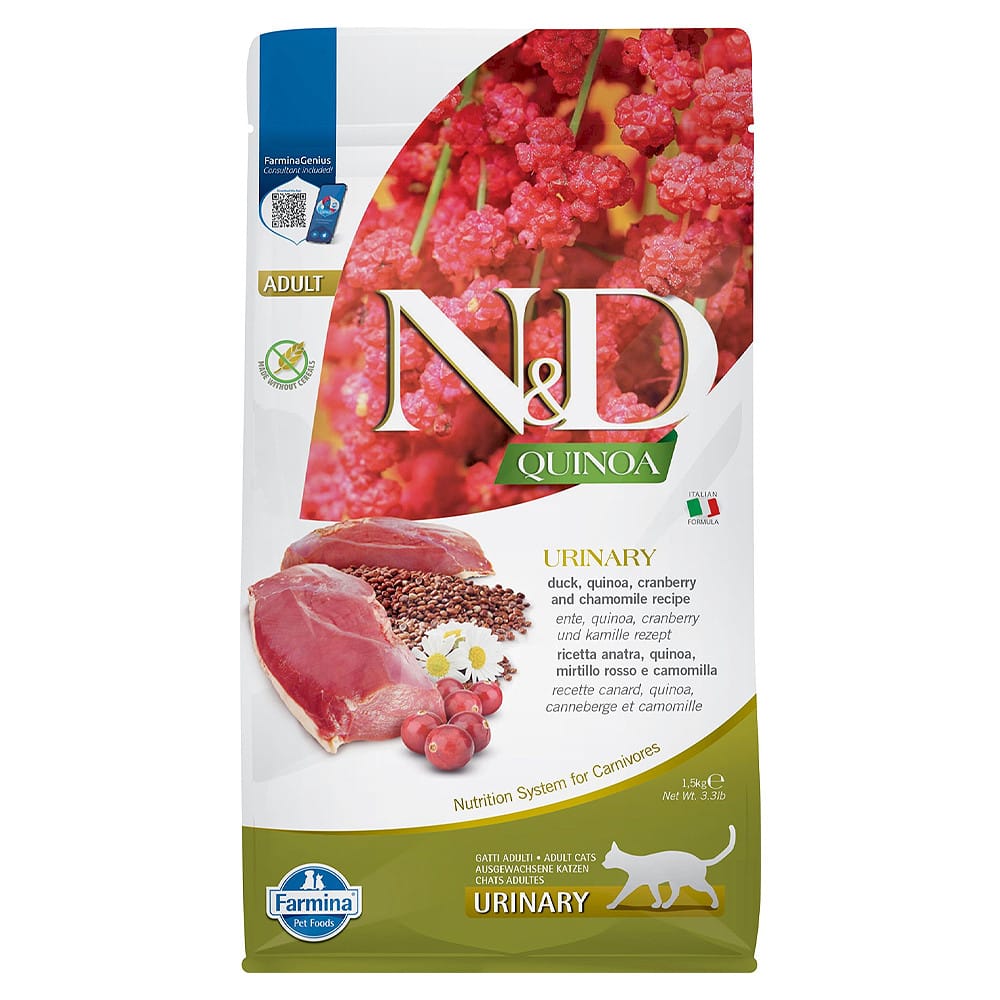 Farmina N&D Adult Urinary Duck, Quinoa & Cranberry sausas maistas katėms