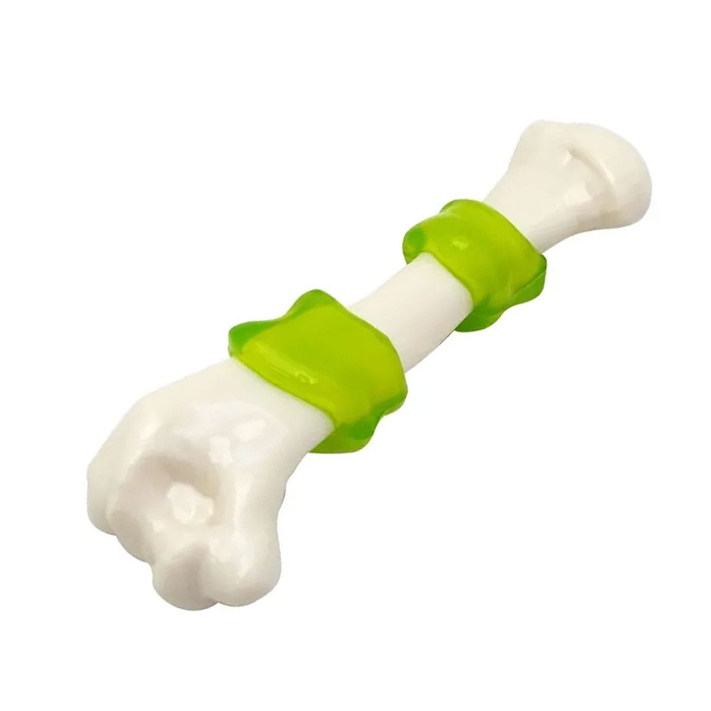 GimDog interaktyvus kaulo formos žaislas šunims, bekono skonio, baltas su žaliu