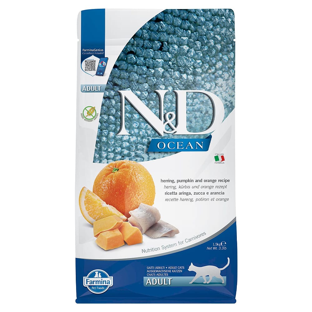 Farmina N&D Adult Herring, Pumpkin & Orange sausas maistas katėms