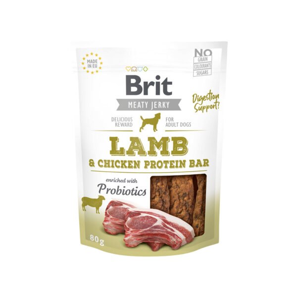 Brit Jerky Lamb & Chicken Protein Bar gardumi suņiem 80 g