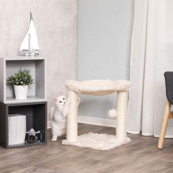 Trixie Baza draskyklė katėms, stulpai su guoliu ir kamuoliuku, kreminės spalvos, 50 cm