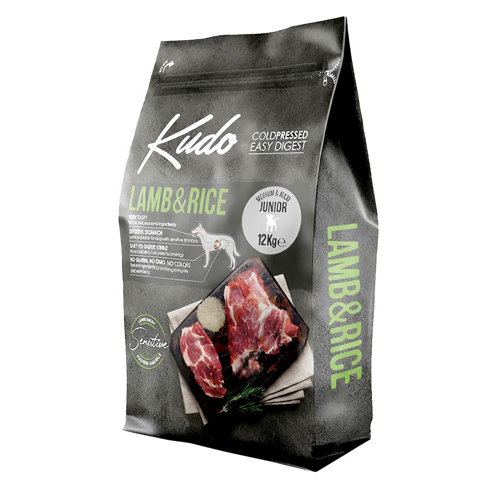 Kudo Medium Maxi Junior Lamb & Rice sausas maistas šuniukams