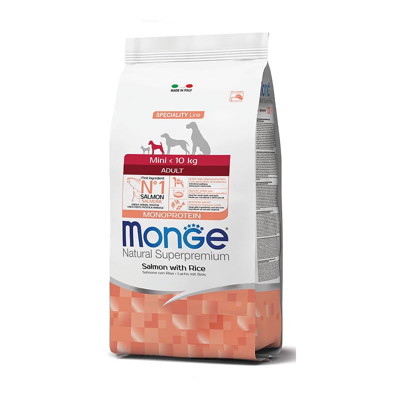 Monge Natural Natural Superpremium Mini Adult Salmon & Rice sausā barība suņiem