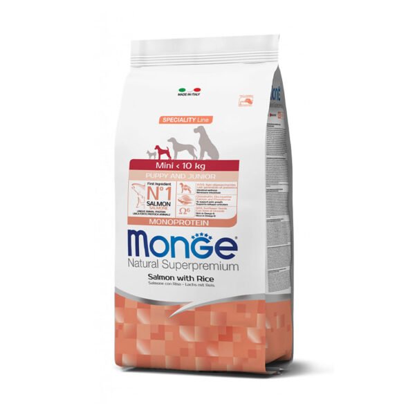 Monge Natural Superpremium Mini Puppy & Junior Salmon & Rice kuivtoit kutsikatele