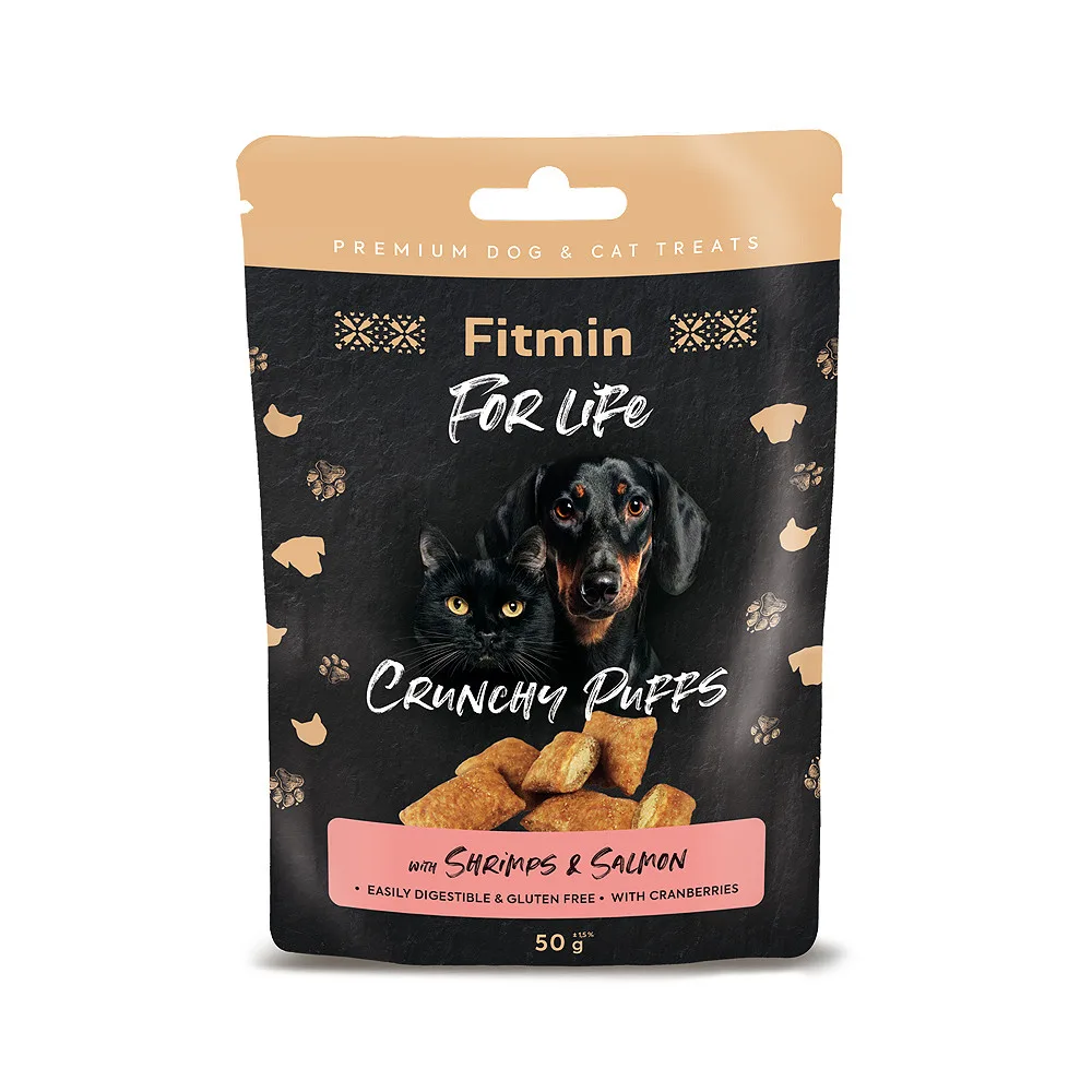 Fitmin for Life Shrimps & Salmon traškūs skanėstai šunims ir katėms, 50 g
