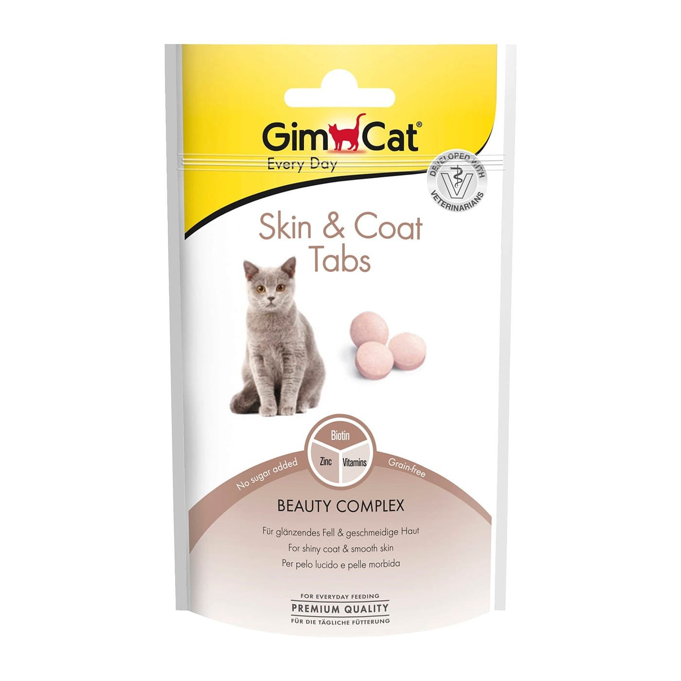 GimCat Adult Skin & Coat Tabs skanėstai katėms, sveikai odai ir blizgančiam kailiui, 40 g