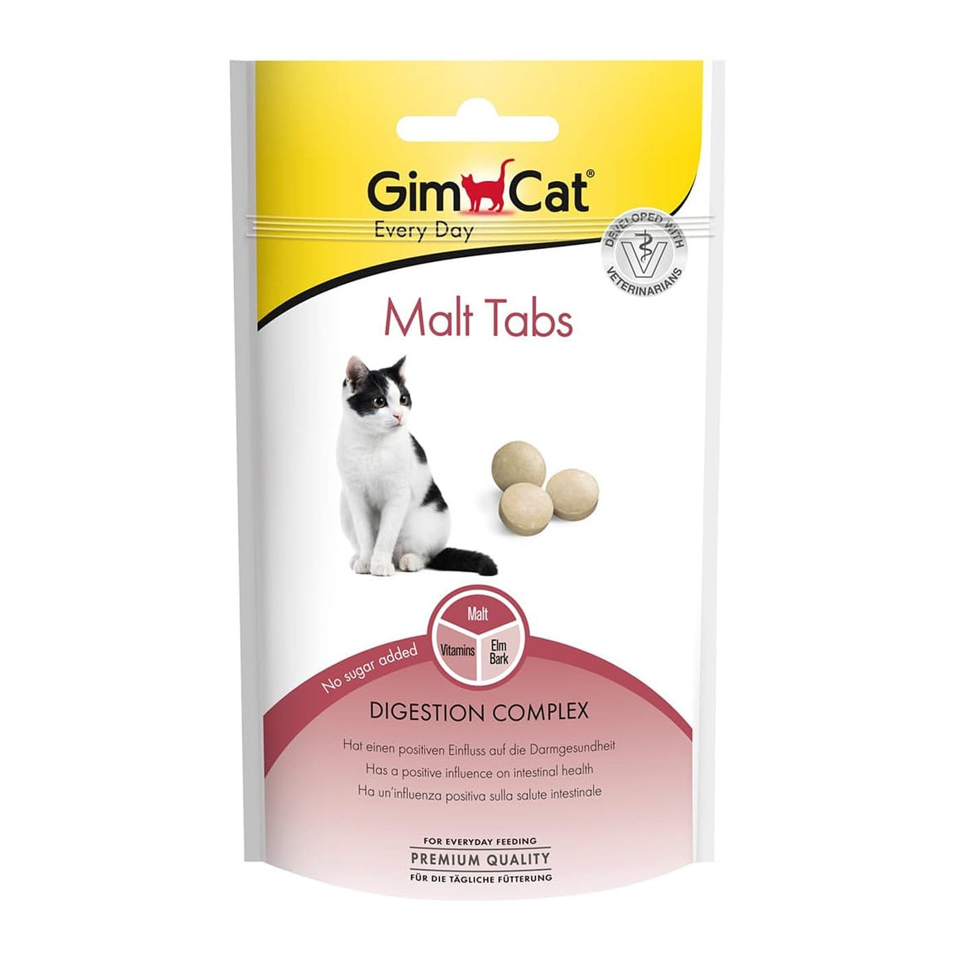 GimCat Adult Malt Tabs skanėstai katėms, optimaliai žarnyno veiklai ir plaukų kamuoliukų mažinimui, 40 g