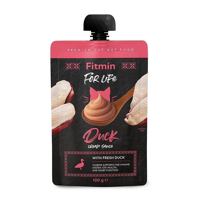 Fitmin For Life Cream Sauce Duck mėsos tyrelė katėms, 100 g