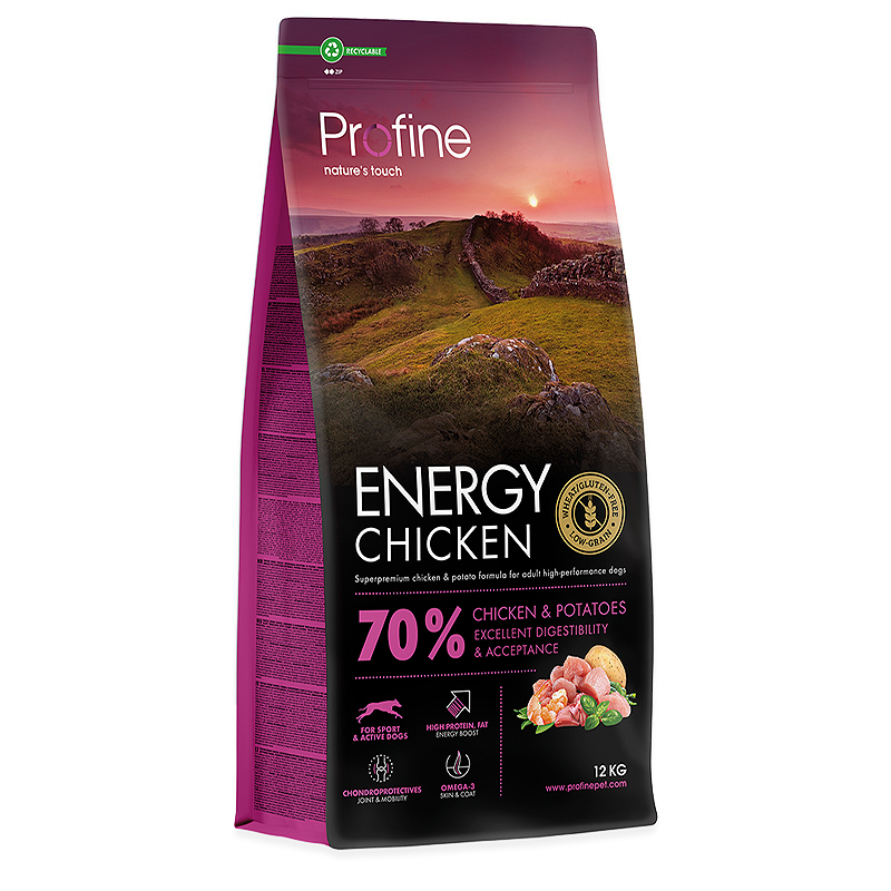 Profine Energy Chicken & Potatoes sausā barība suņiem 12 kg