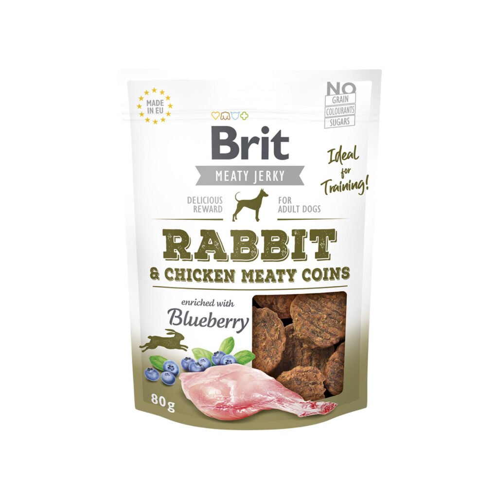 Brit Jerky Rabbit & Chicken Meaty Coins skanėstai šunims 80 g