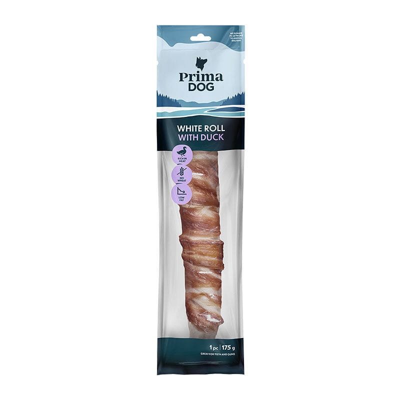 PrimaDog Baltais rullītis ar pīles kauliņu suņiem 1 gab., 175 g