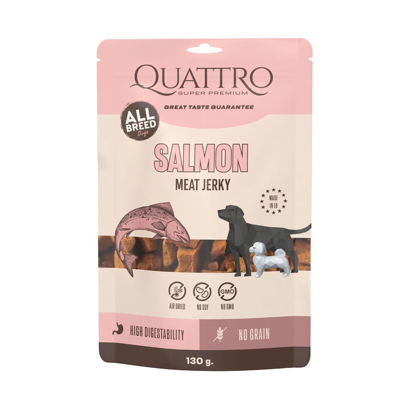 Quattro Salmon Meat Jerky skanėstai šunims, 130 g