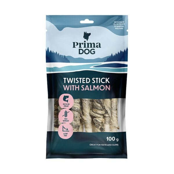 PrimaDog Twisted Stick ar laša kauliņiem suņiem 11 gab., 100 g