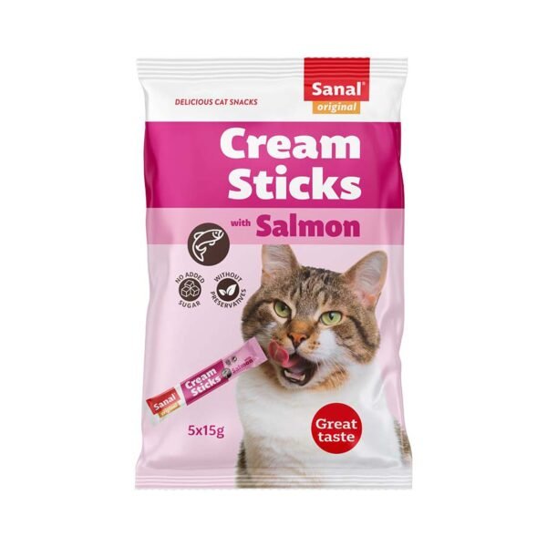 Sanal Cream Sticks Salmon tyrelių skanėstai katėms 75 g