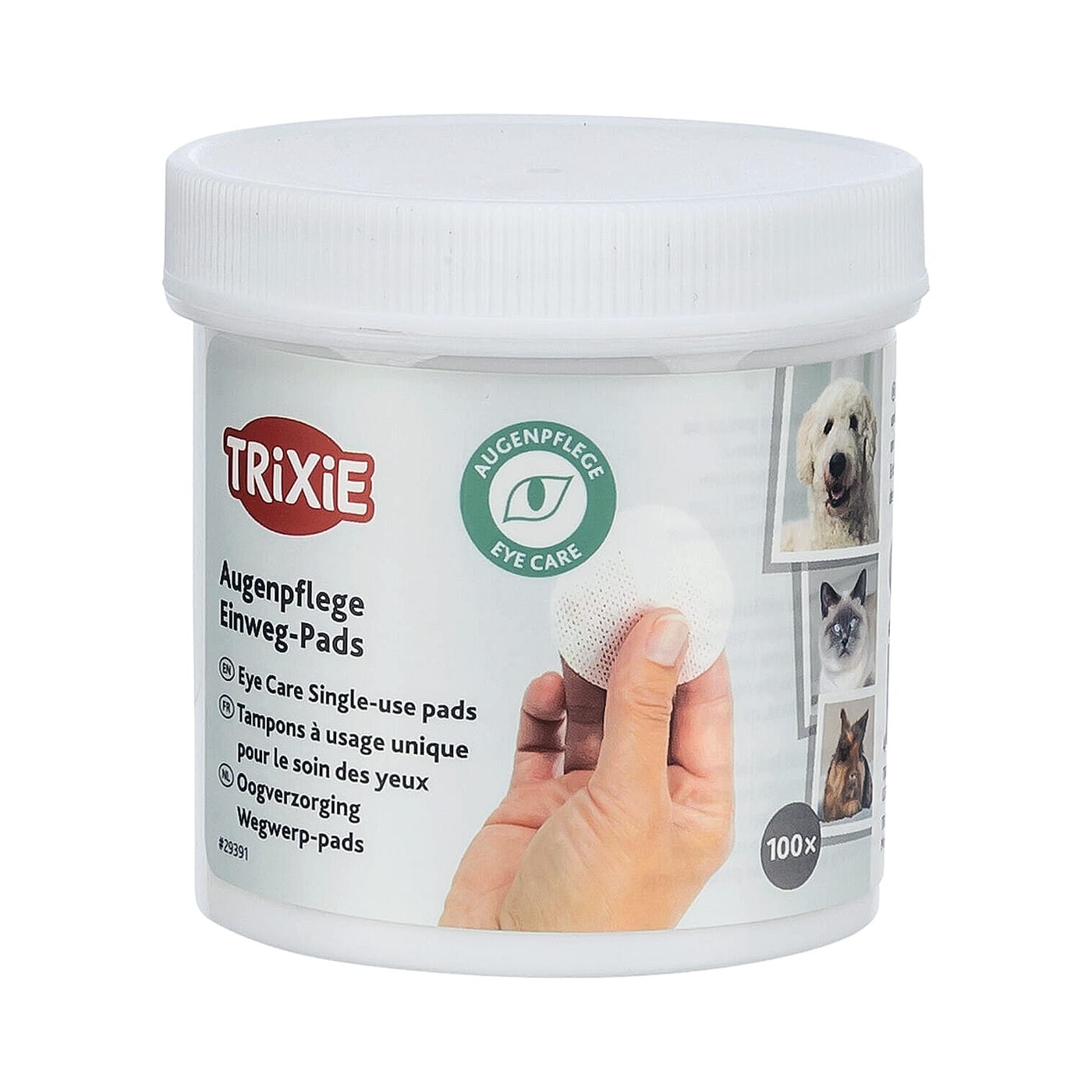 Trixie vienkartiniai diskeliai akių valymui, šunims, katėms ir kitiems smulkiems gyvūnams, 100 vnt