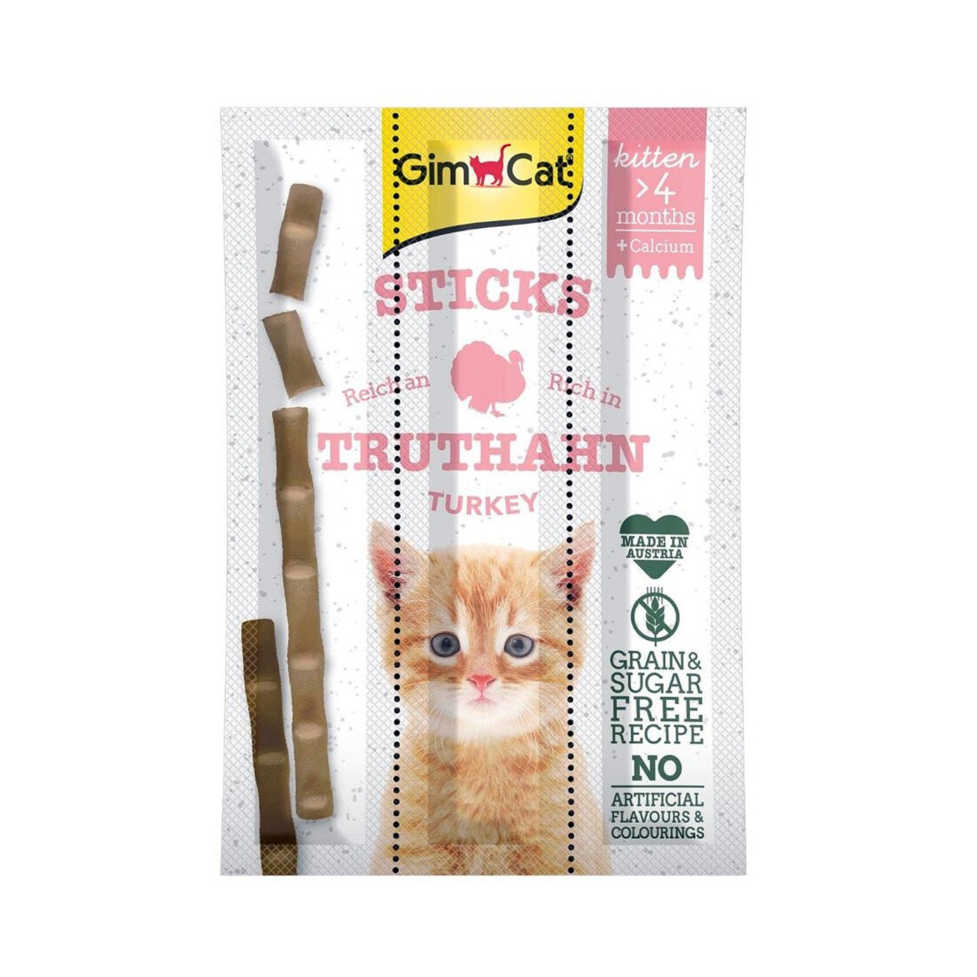 GimCat Kitten Sticks Turkey & Calcium pagaliukų skanėstai kačiukams