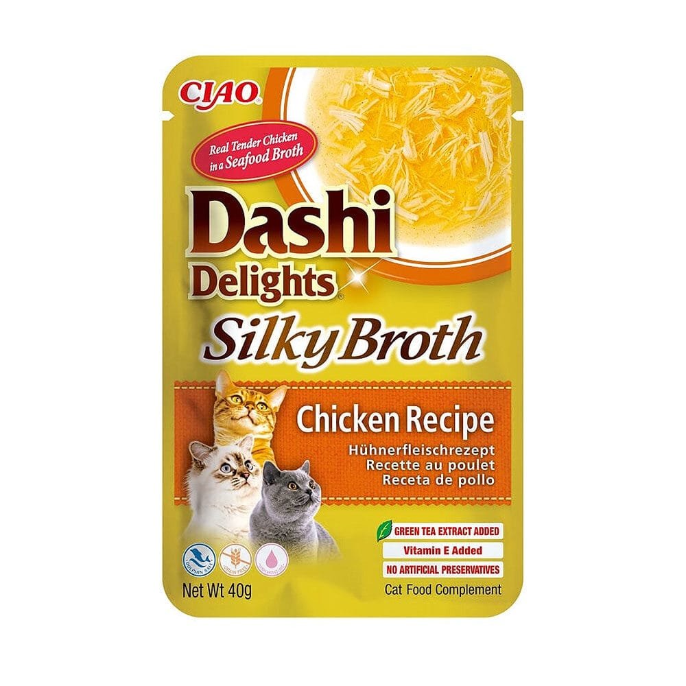 Ciao Dashi Delights katėms, šilkinis vištienos sultinys
