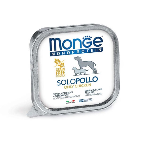 Monge Monoprotein Solo Chicken begrūdis paštetas šunims