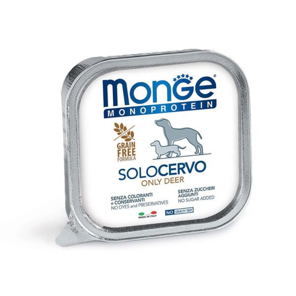 Monge Monoprotein Solo Deer begrūdis paštetas šunims