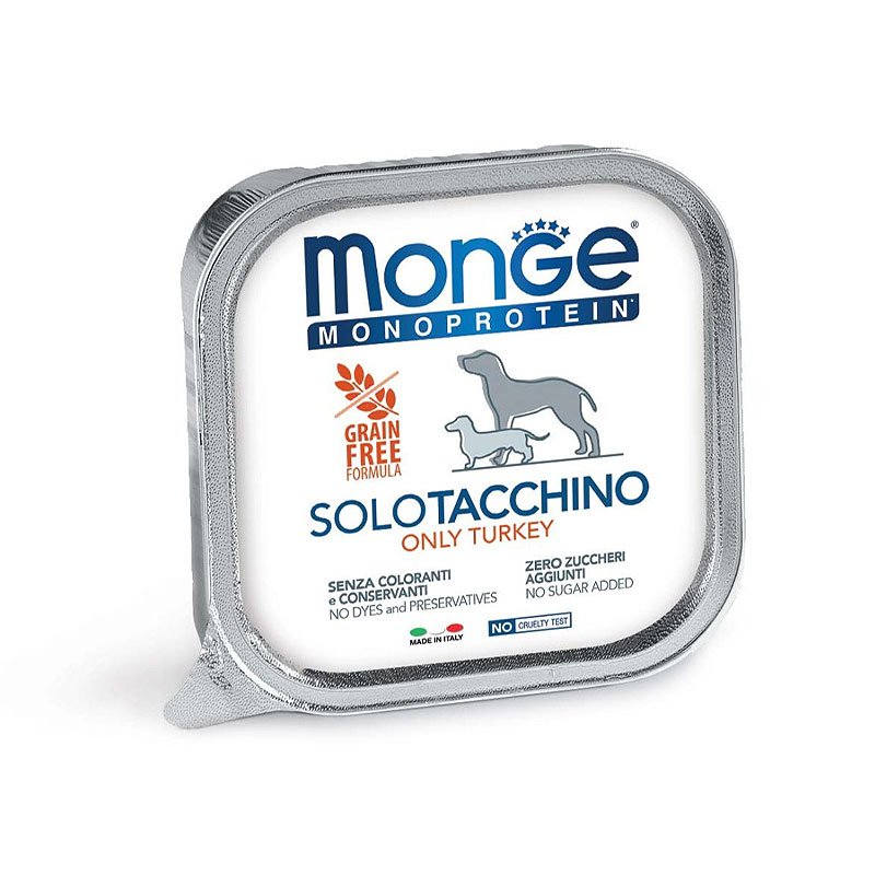 Monge Monoprotein Solo Turkey begrūdis paštetas šunims