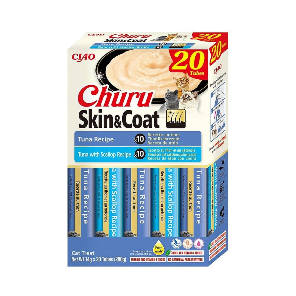 Churu Multipack Tuna Skin & Coat skanėstų rinkinys katėms, 20 vnt