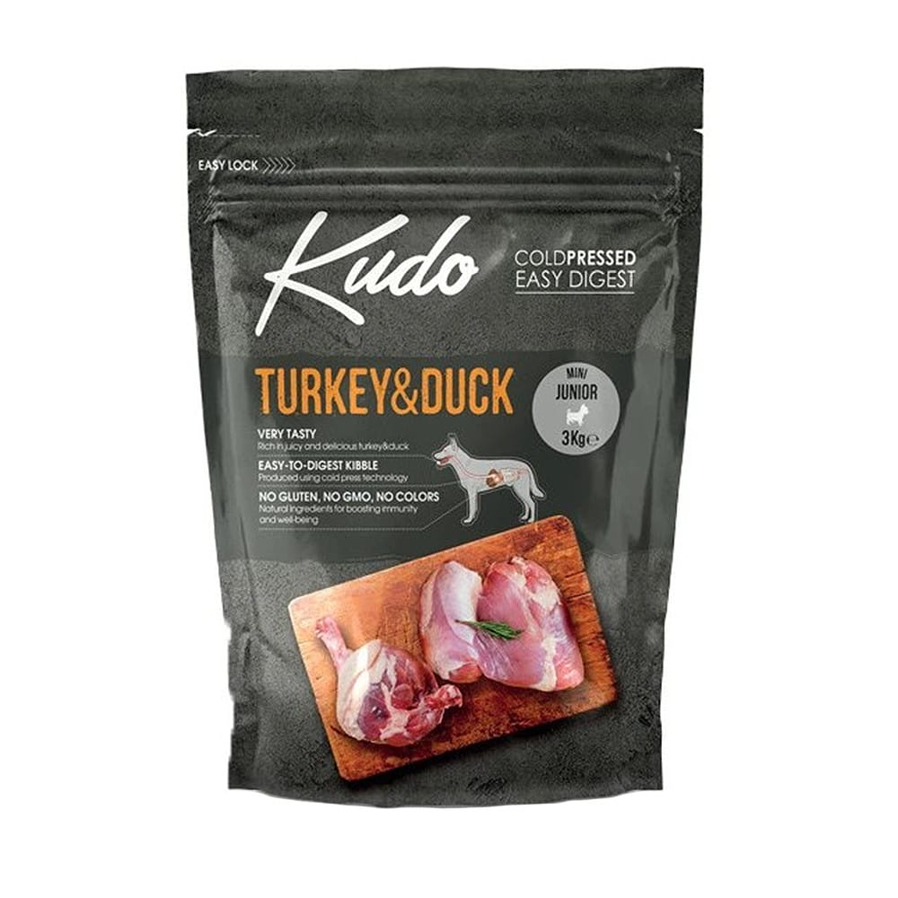 Kudo Mini Junior Turkey & Duck sausas maistas šuniukams 3 kg