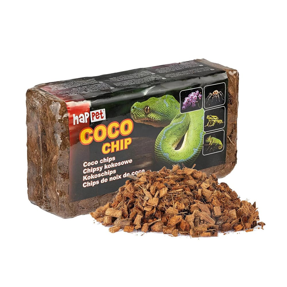 Happet Coco Chip stambios frakcijos kokoso kevalo substratas terariumams ir augalams, 500 g