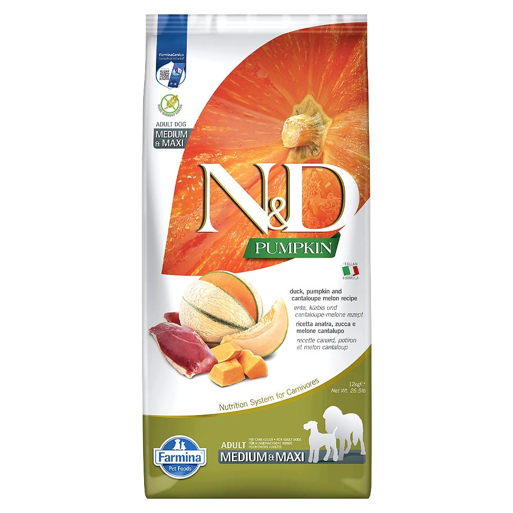 Farmina N&D Medium Maxi Adult Duck, Pumpkin & Cantaloupe sausas maistas šunims