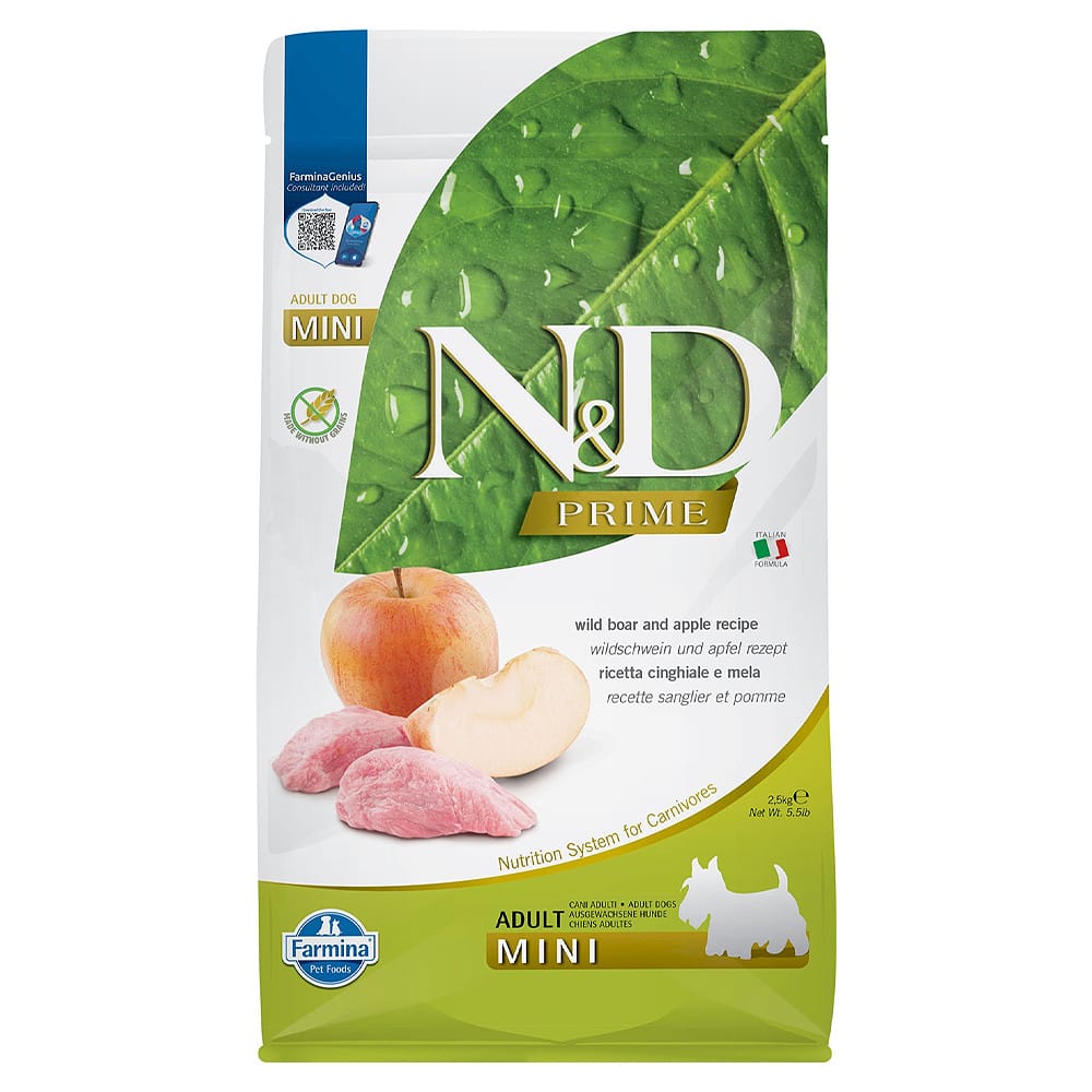 Farmina N&D Prime Mini Adult Wild Boar & Apple sausas maistas šunims