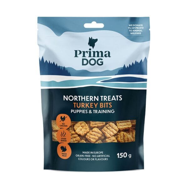 PrimaDog Northern Treats Turkey Bits Puppies & Training skanėstai šuniukams 150 g