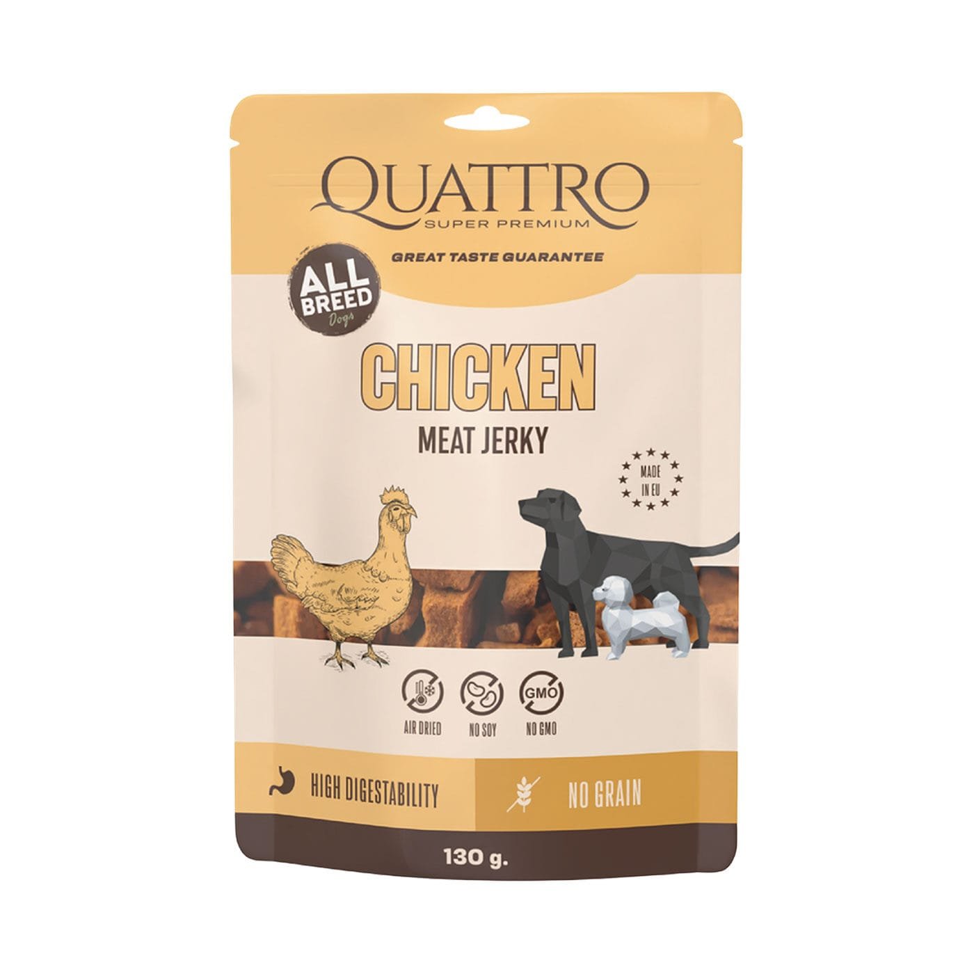 Quattro Chicken Meat Jerky skanėstai šunims, 130 g